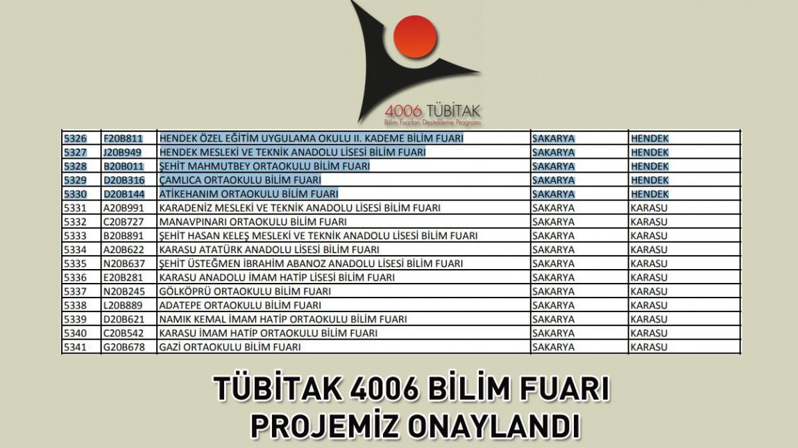 TÜBİTAK 4006 Bilim Fuarı Başvurumuz Onaylandı